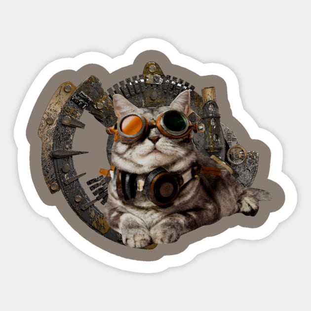 SteamPunk Cat Sticker by Turtlewerx inc